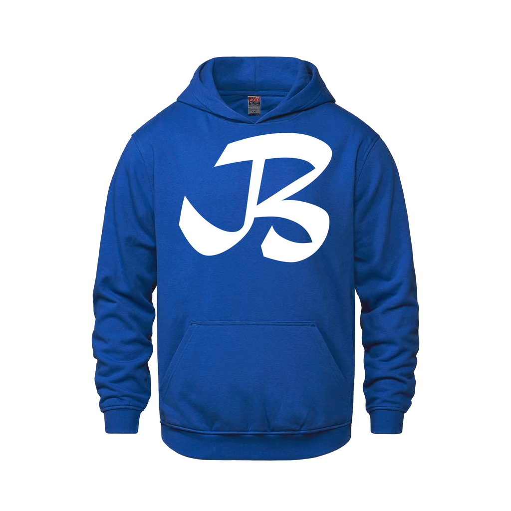 Alphabet B Hoodie 9 inch calligraphy White ink, Royal