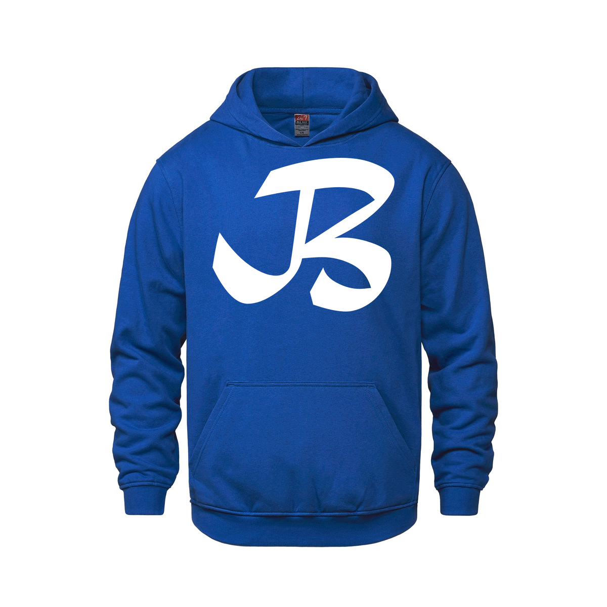 Alphabet B Hoodie 9 inch calligraphy White ink, Royal
