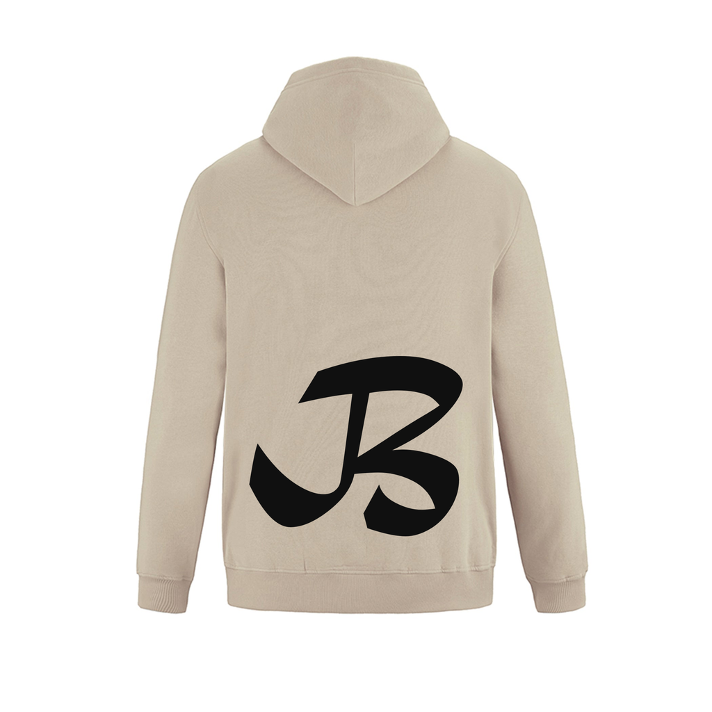 Alphabet B Hoodie 9 inch calligraphy Black ink, Sand