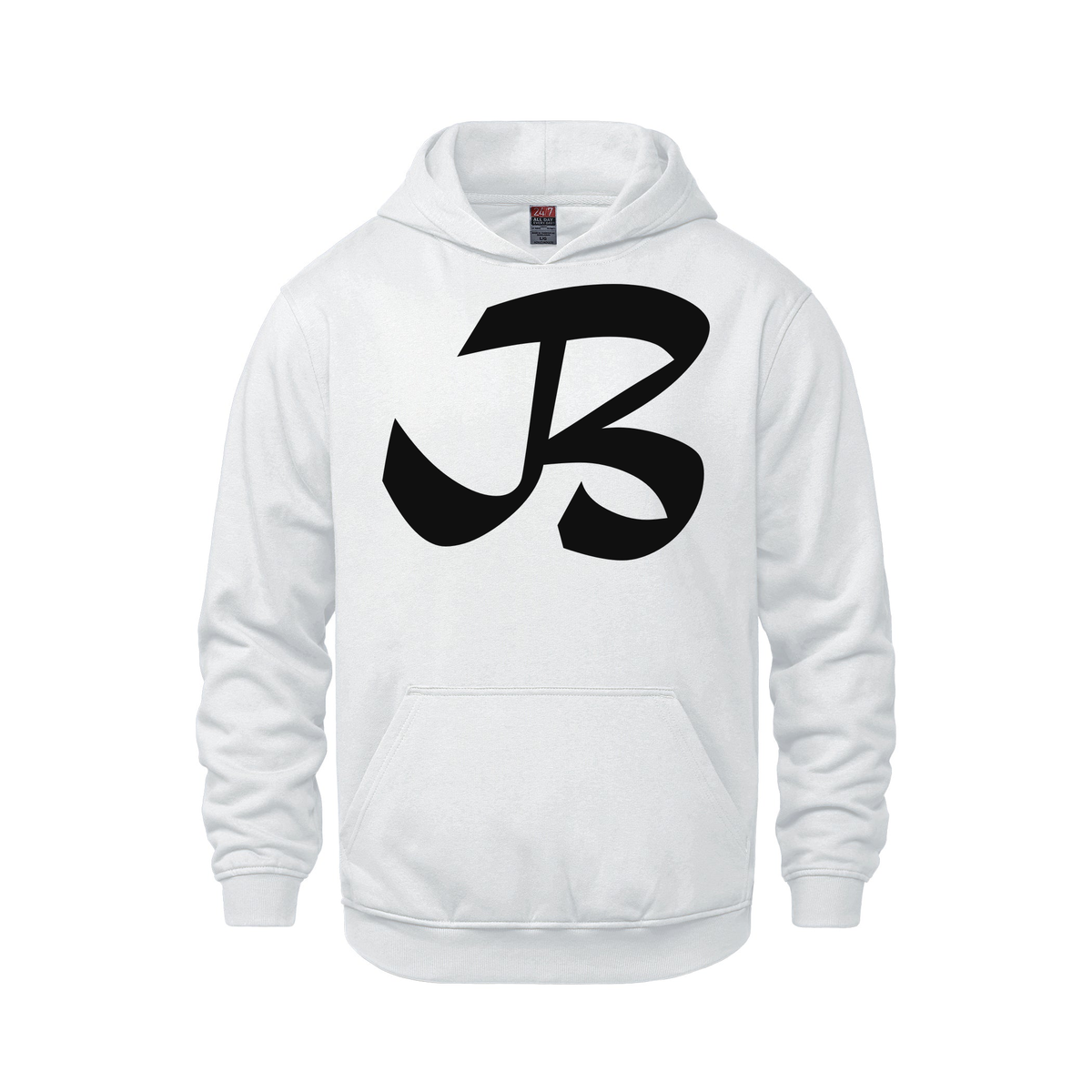 Alphabet B Hoodie 9 inch calligraphy Black ink, White