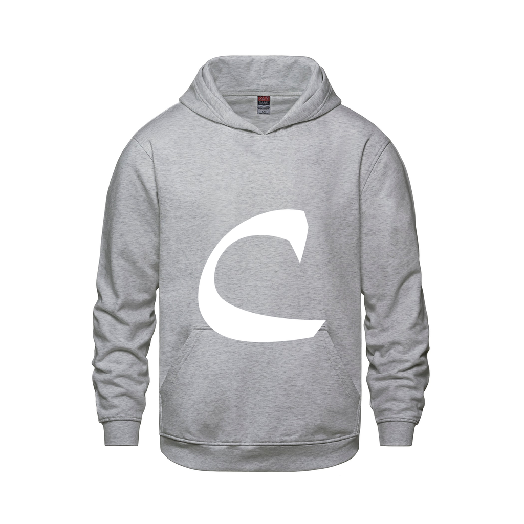 Alphabet C Hoodie 9 inch calligraphy White ink, Athletic Grey