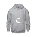 Alphabet C Hoodie 9 inch calligraphy White ink, Athletic Grey