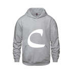 Alphabet C Hoodie 9 inch calligraphy White ink, Athletic Grey