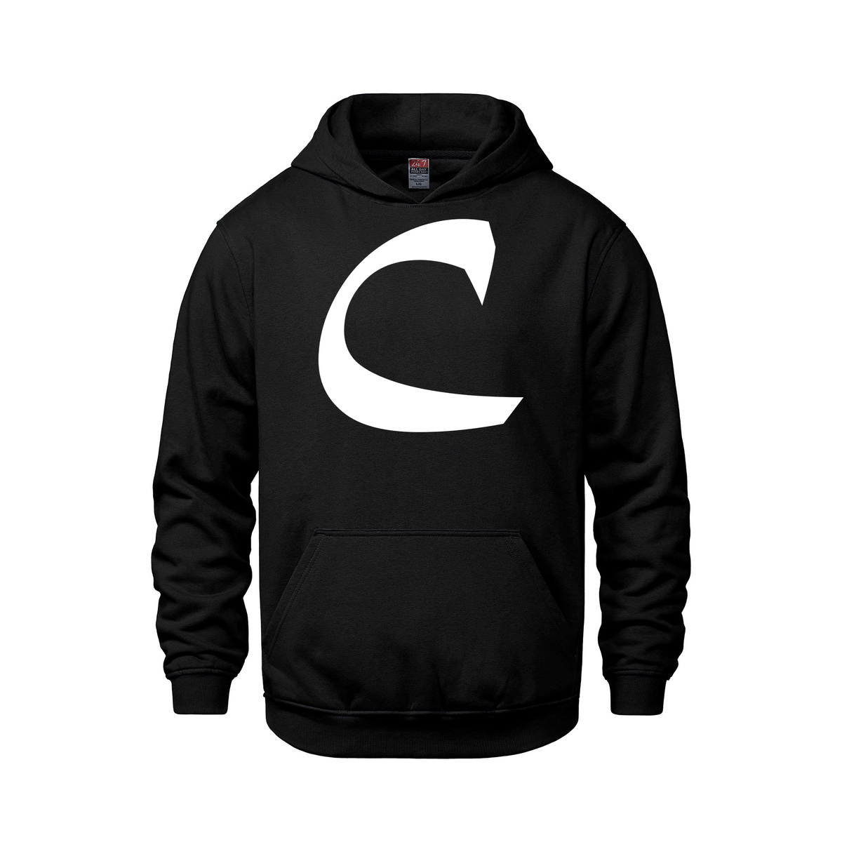 Alphabet C Hoodie 9 inch calligraphy White ink, Black