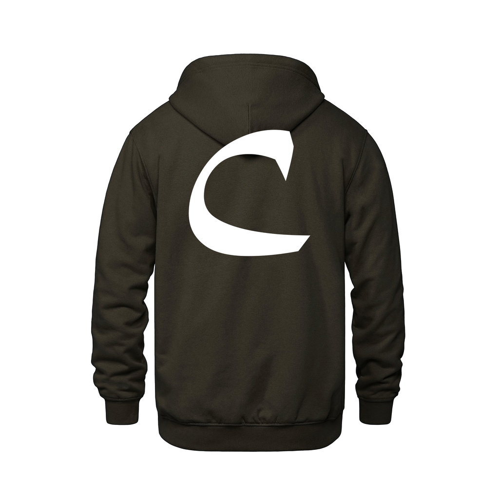 Alphabet C Hoodie 9 inch calligraphy White ink, Brown
