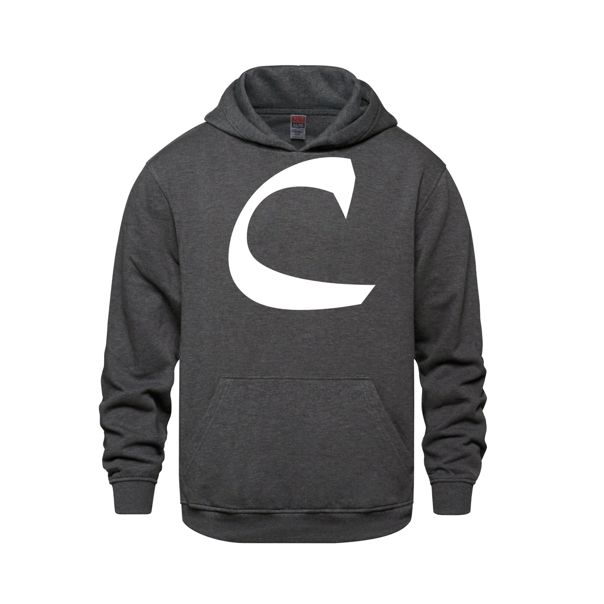 Alphabet C Hoodie 9 inch calligraphy White ink, Charcoal