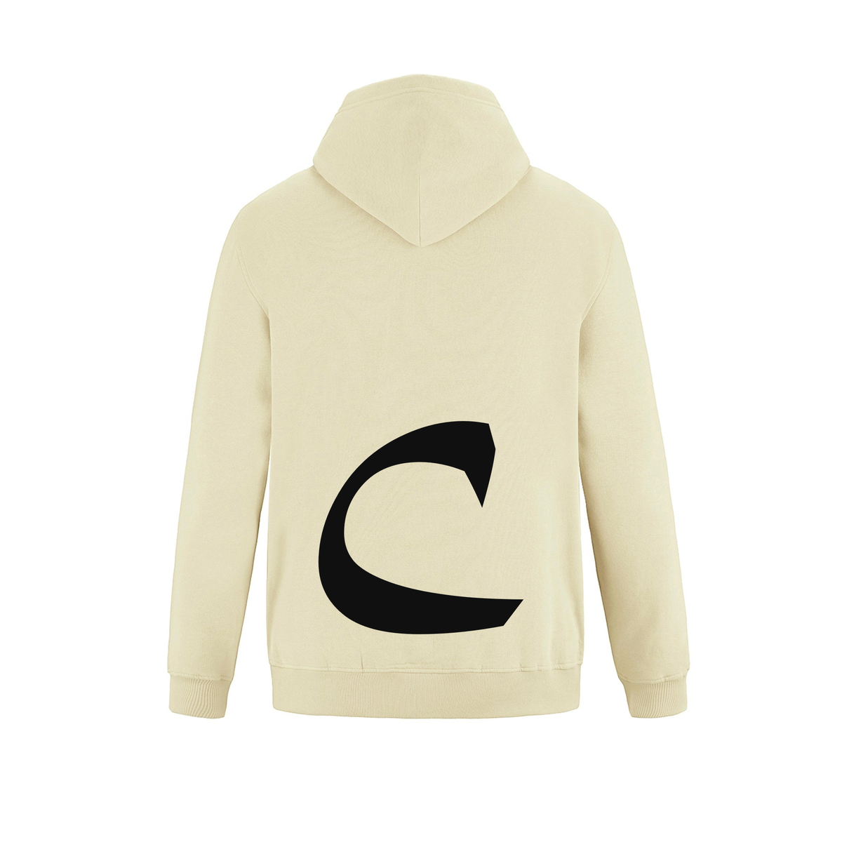 Alphabet C Hoodie 9 inch calligraphy Black ink, Ivory