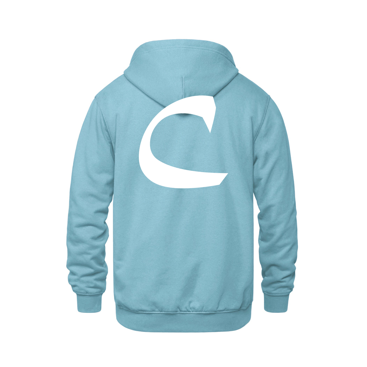Alphabet C Hoodie 9 inch calligraphy White ink, Light Blue