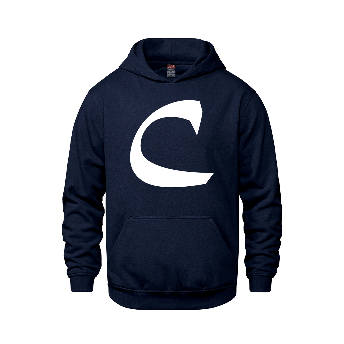 Alphabet C Hoodie 9 inch calligraphy White ink, Navy