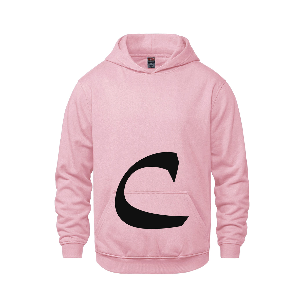 Alphabet C Hoodie 9 inch calligraphy Black ink, Pink