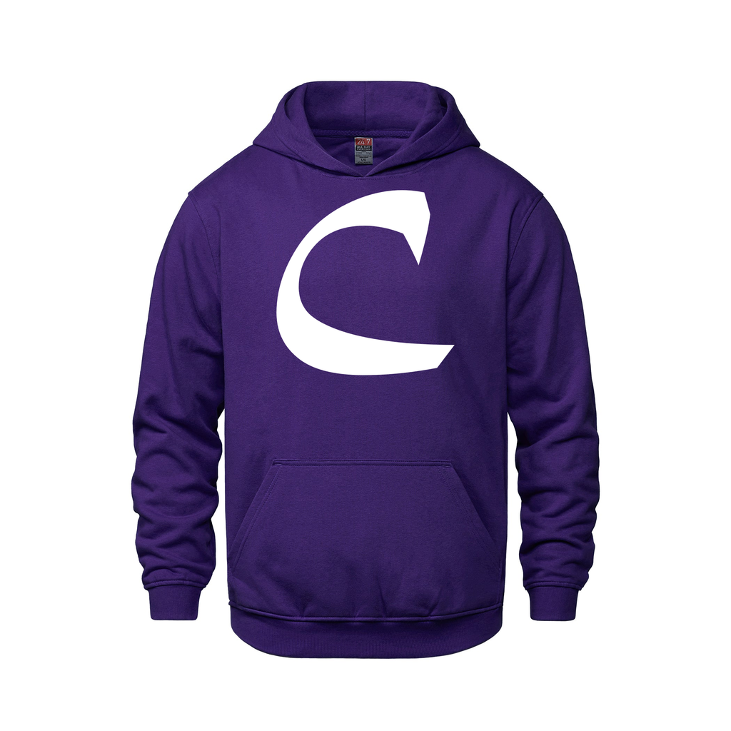 Alphabet C Hoodie 9 inch calligraphy White ink, Purple