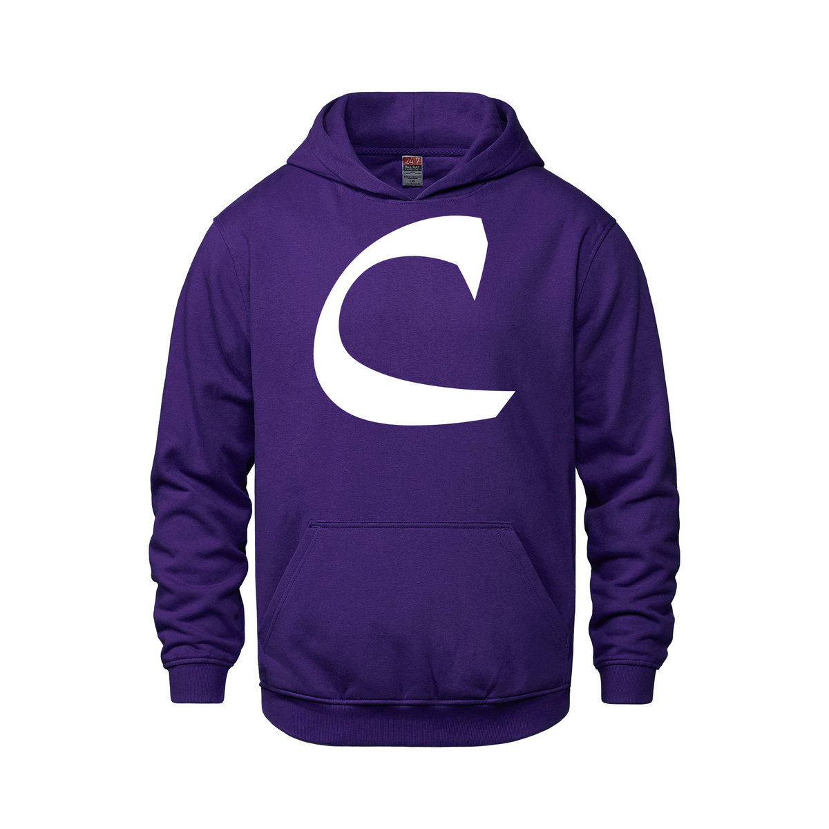 Alphabet C Hoodie 9 inch calligraphy White ink, Purple