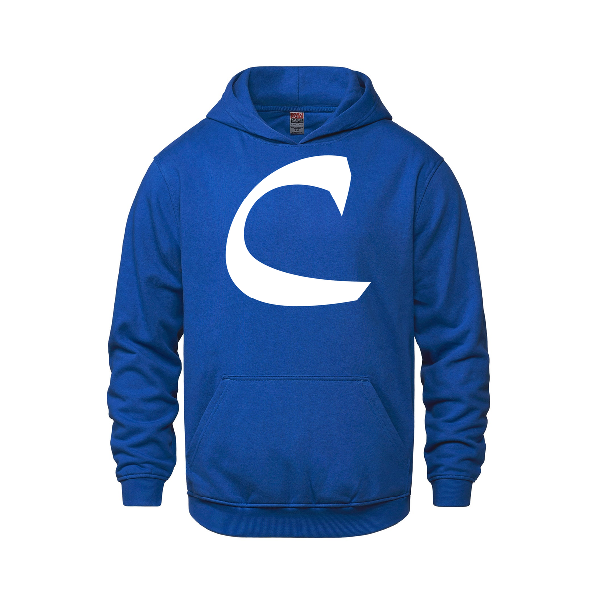 Alphabet C Hoodie 9 inch calligraphy White ink, Royal