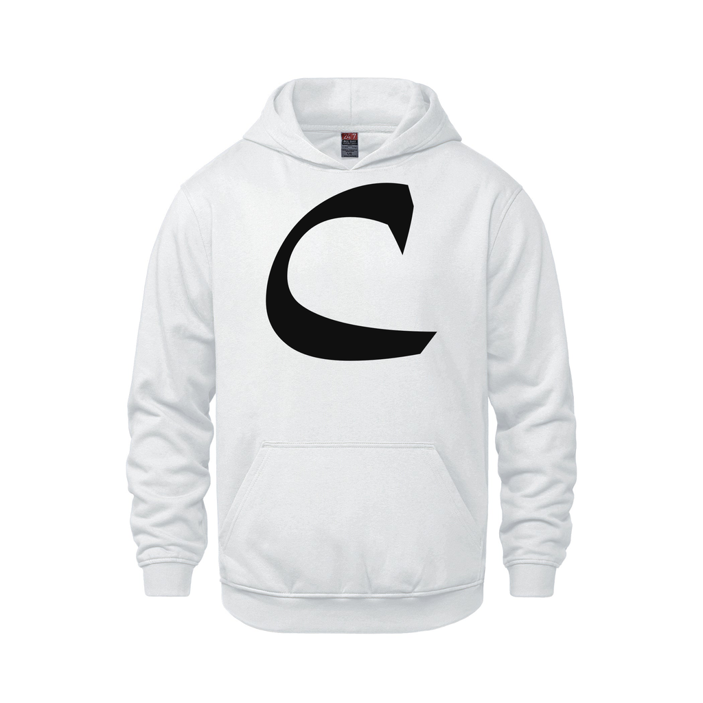 Alphabet C Hoodie 9 inch calligraphy Black ink, White