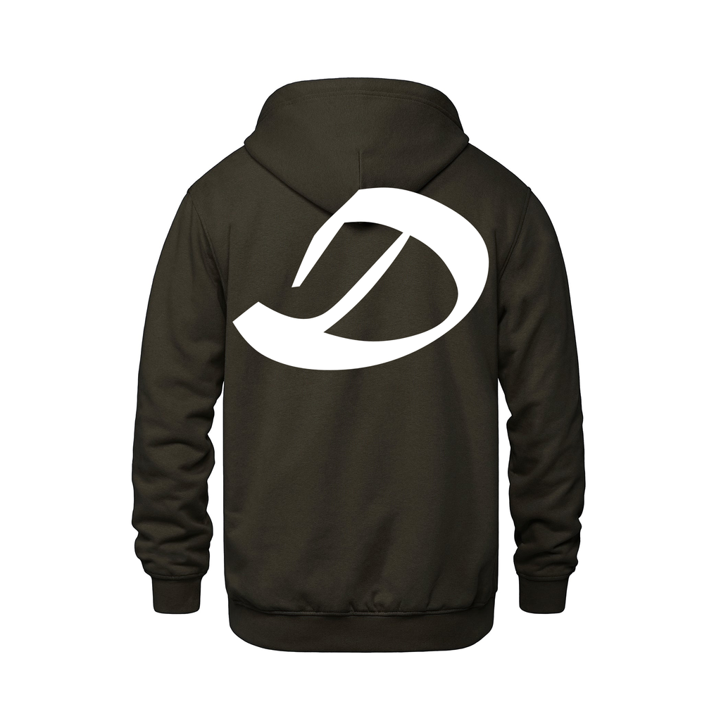Alphabet D Hoodie 9 inch calligraphy White ink, Brown