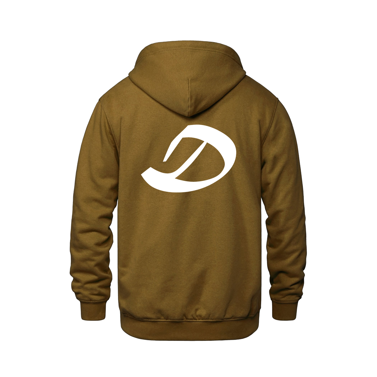 Alphabet D Hoodie 9 inch calligraphy White ink, Caramel