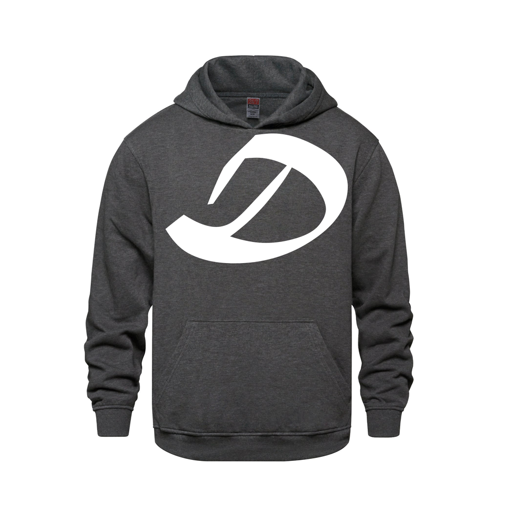 Alphabet D Hoodie 9 inch calligraphy White ink, Charcoal