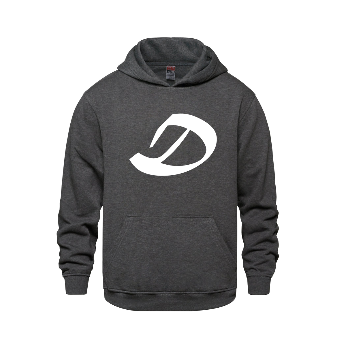Alphabet D Hoodie 9 inch calligraphy White ink, Charcoal
