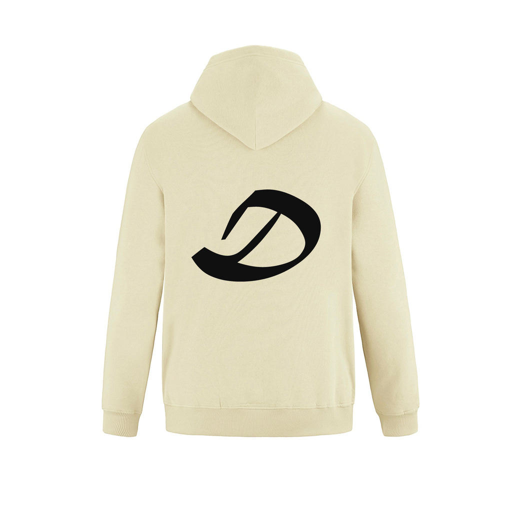 Alphabet D Hoodie 9 inch calligraphy Black ink, Ivory