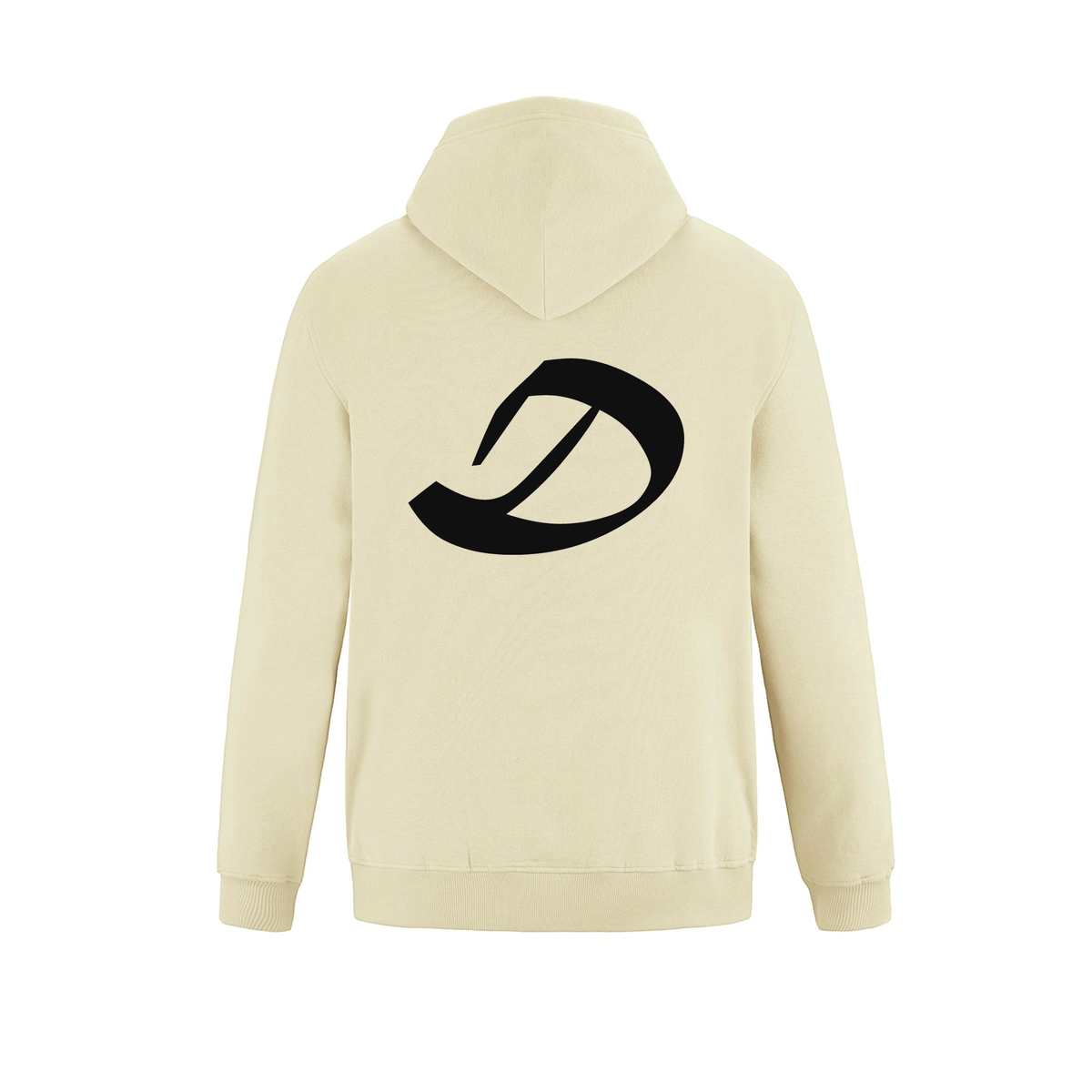 Alphabet D Hoodie 9 inch calligraphy Black ink, Ivory