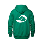 Alphabet D Hoodie 9 inch calligraphy White ink, Kelly Green