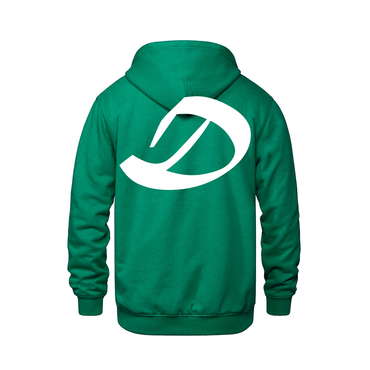 Alphabet D Hoodie 9 inch calligraphy White ink, Kelly Green