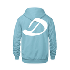 Alphabet D Hoodie 9 inch calligraphy White ink, Light Blue