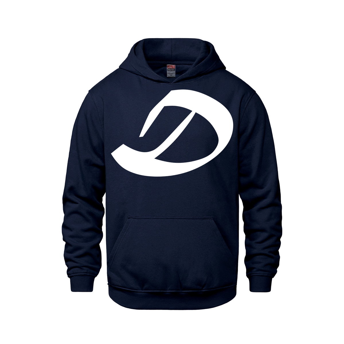 Alphabet D Hoodie 9 inch calligraphy White ink, Navy