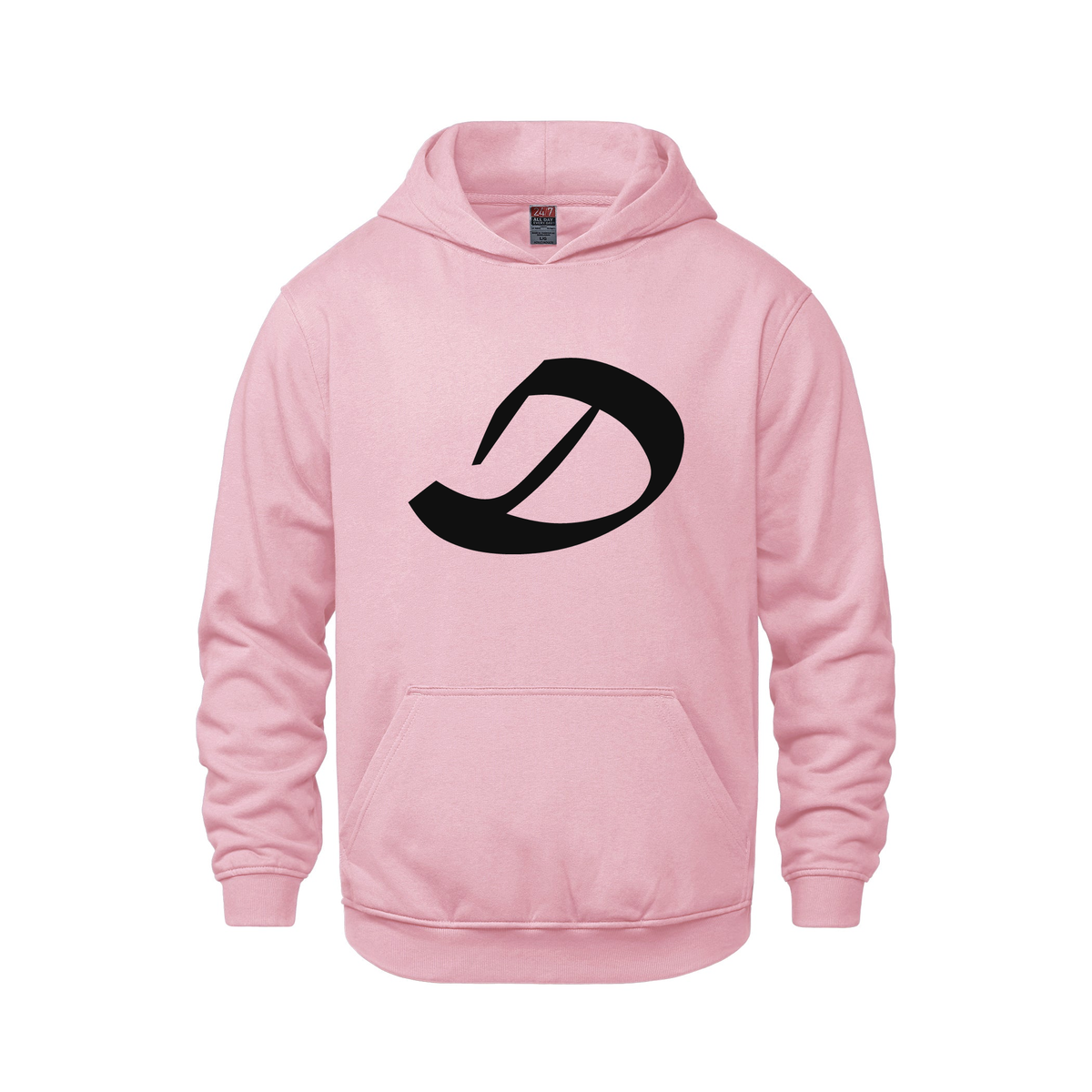 Alphabet D Hoodie 9 inch calligraphy Black ink, Pink