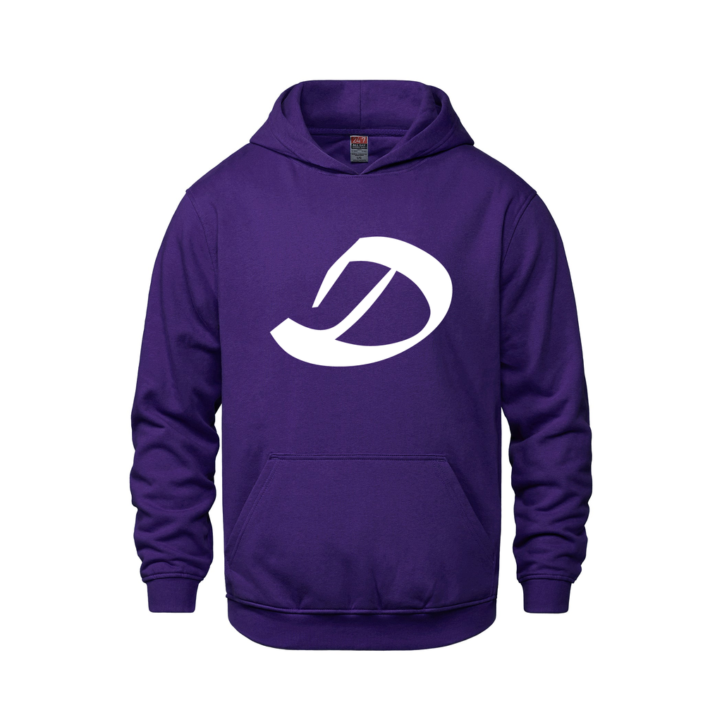 Alphabet D Hoodie 9 inch calligraphy White ink, Purple