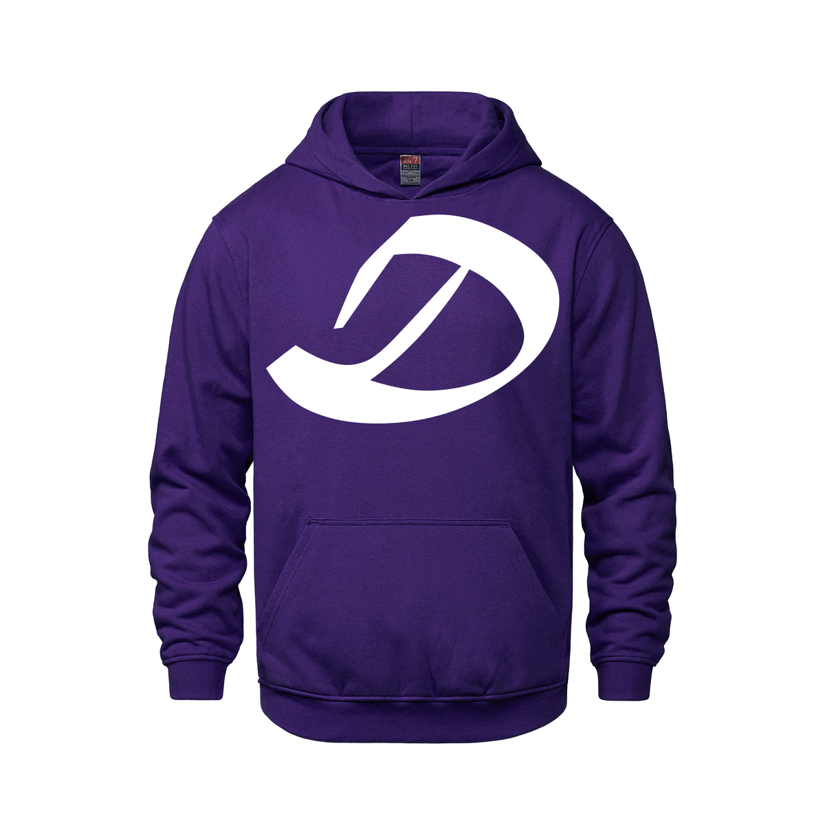 Alphabet D Hoodie 9 inch calligraphy White ink, Purple