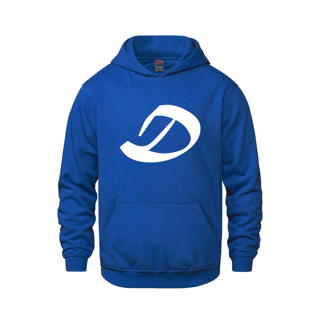 Alphabet D Hoodie 9 inch calligraphy White ink, Royal