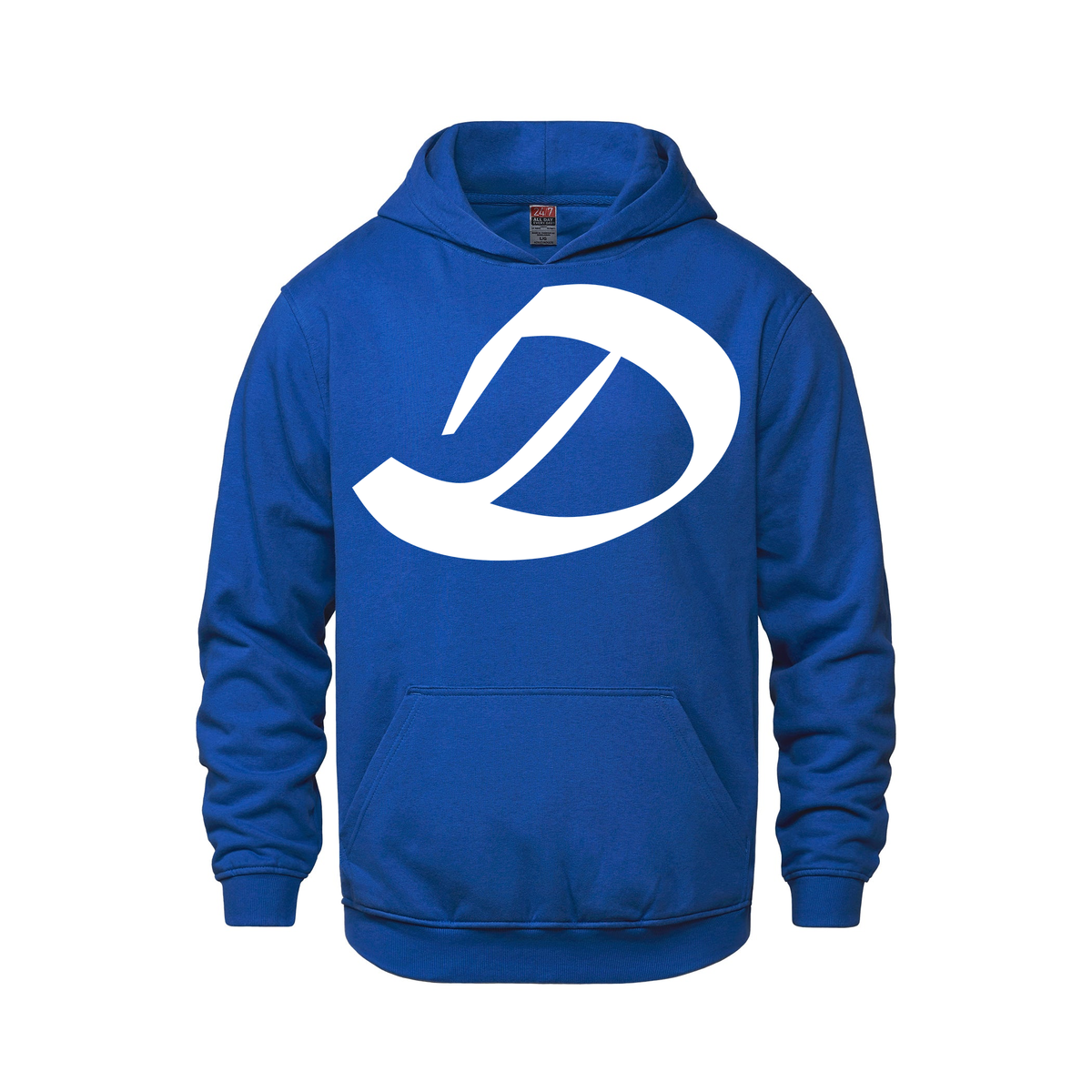 Alphabet D Hoodie 9 inch calligraphy White ink, Royal