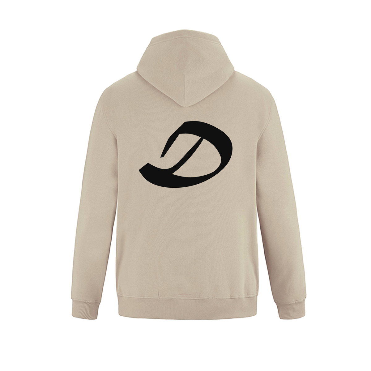 Alphabet D Hoodie 9 inch calligraphy Black ink, Sand