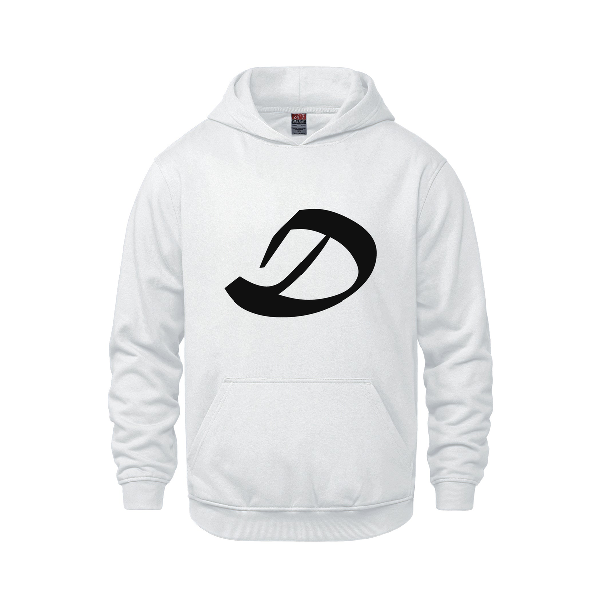 Alphabet D Hoodie 9 inch calligraphy Black ink, White