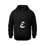 Alphabet E Hoodie 9 inch calligraphy White ink, Black