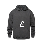 Alphabet E Hoodie 9 inch calligraphy White ink, Charcoal