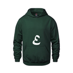 Alphabet E Hoodie 9 inch calligraphy White ink, Forest Green