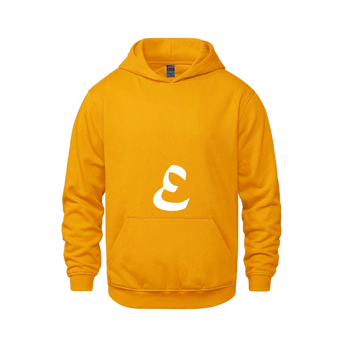 Alphabet E Hoodie 9 inch calligraphy White ink, Gold