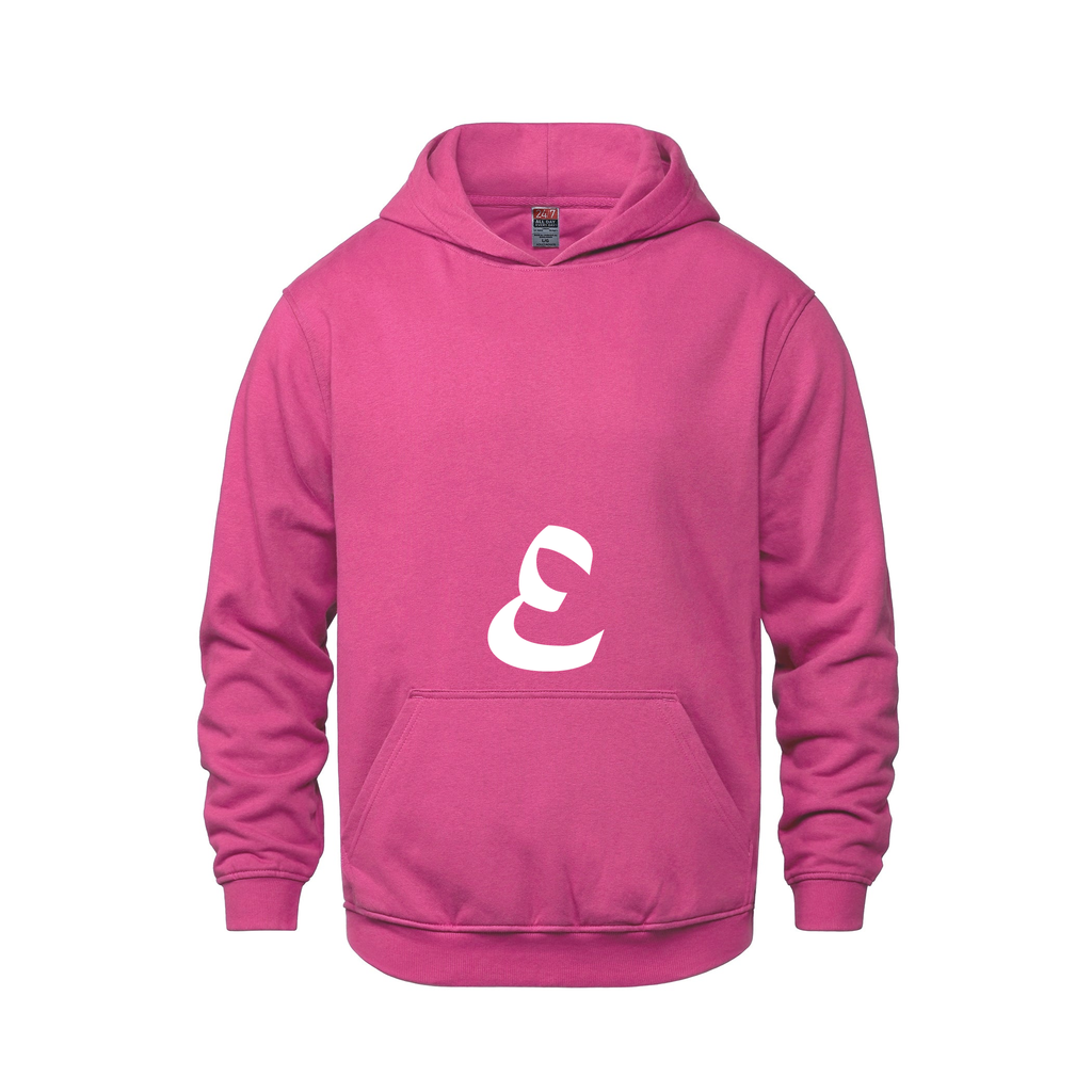 Alphabet E Hoodie 9 inch calligraphy White ink, Heliconia