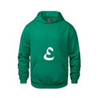 Alphabet E Hoodie 9 inch calligraphy White ink, Kelly Green