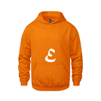 Alphabet E Hoodie 9 inch calligraphy White ink, Orange