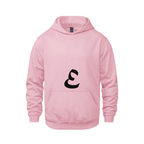 Alphabet E Hoodie 9 inch calligraphy Black ink, Pink