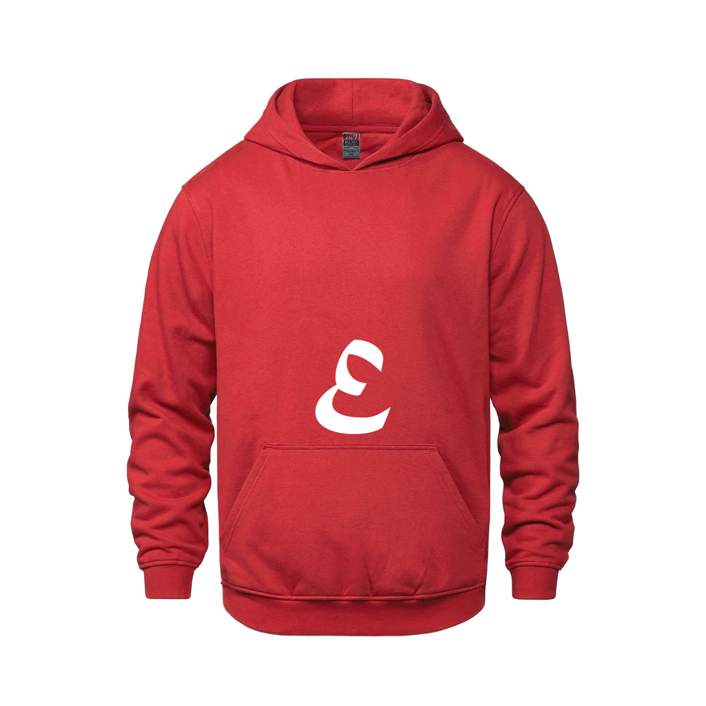 Alphabet E Hoodie 9 inch calligraphy White ink, Red