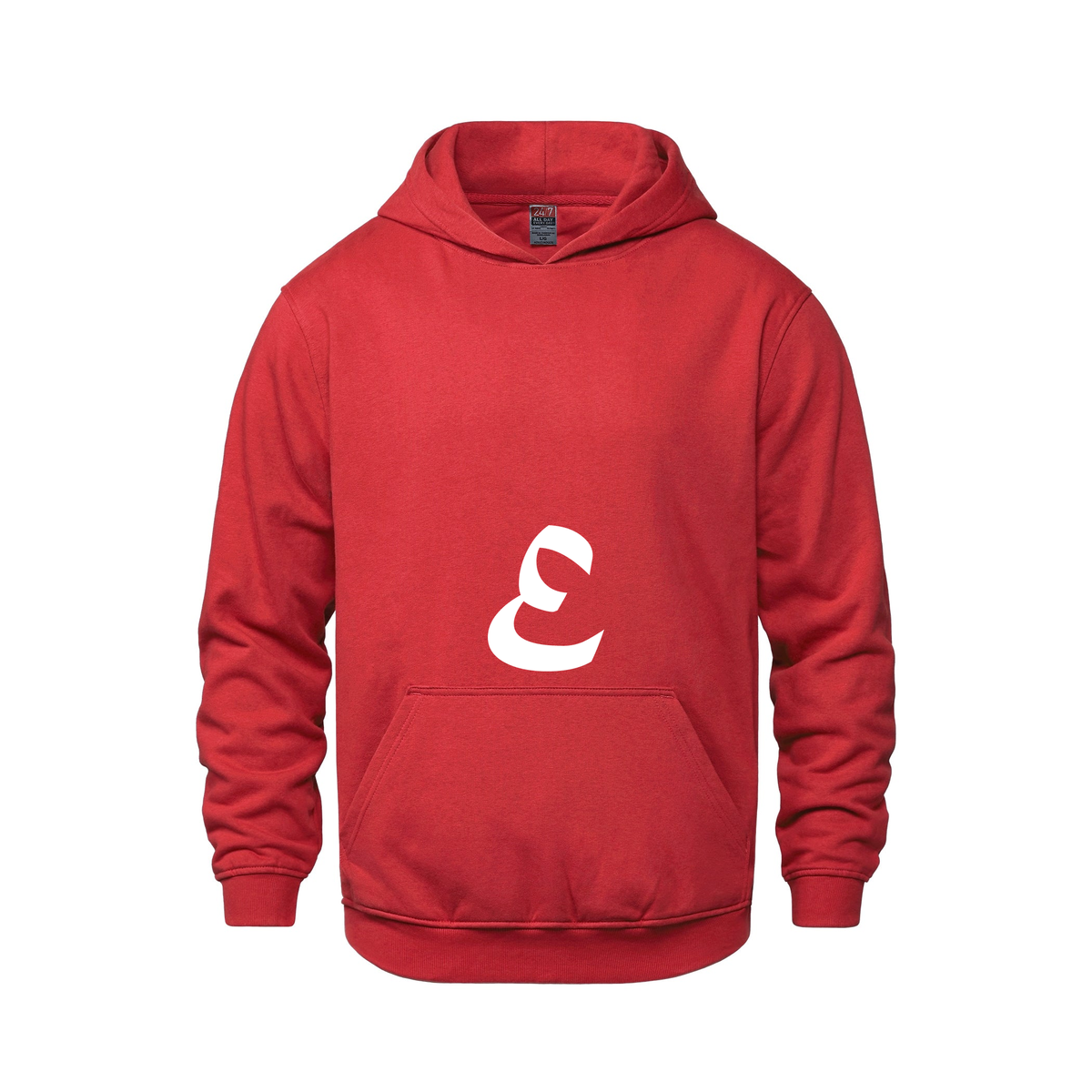Alphabet E Hoodie 9 inch calligraphy White ink, Red