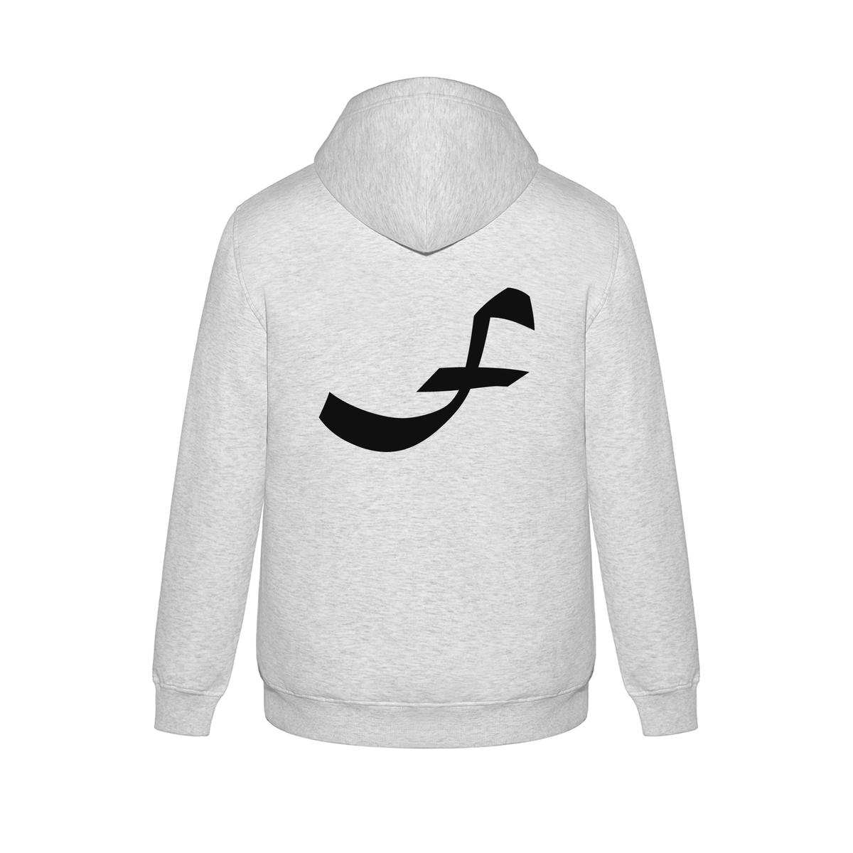 Alphabet F Hoodie 9 inch calligraphy Black ink, Ash