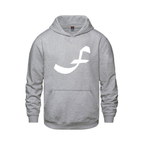 Alphabet F Hoodie 9 inch calligraphy White ink, Athletic Grey