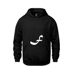 Alphabet F Hoodie 9 inch calligraphy White ink, Black