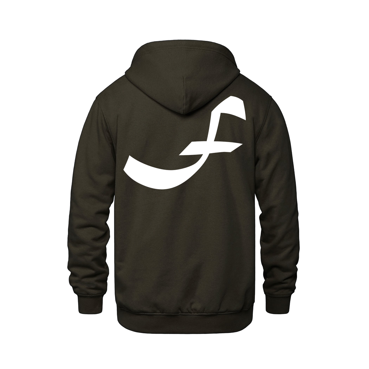 Alphabet F Hoodie 9 inch calligraphy White ink, Brown