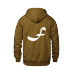 Alphabet F Hoodie 9 inch calligraphy White ink, Caramel